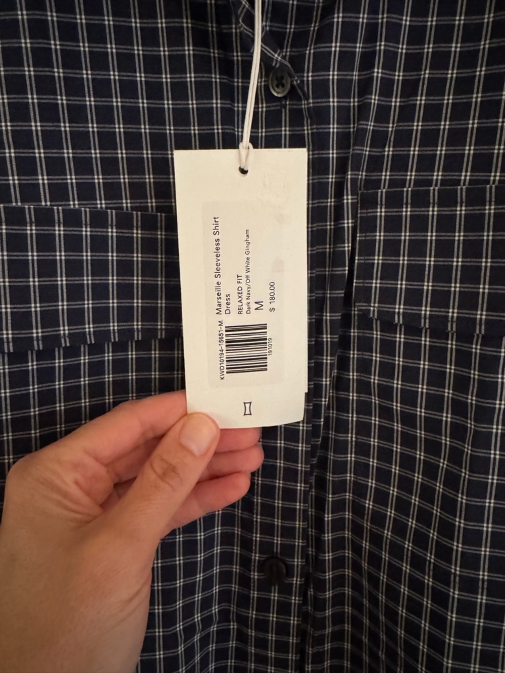 Kit + Ace  Navy & White Gingham Sleeveless Shirt Dress - Picture 9 of 9
